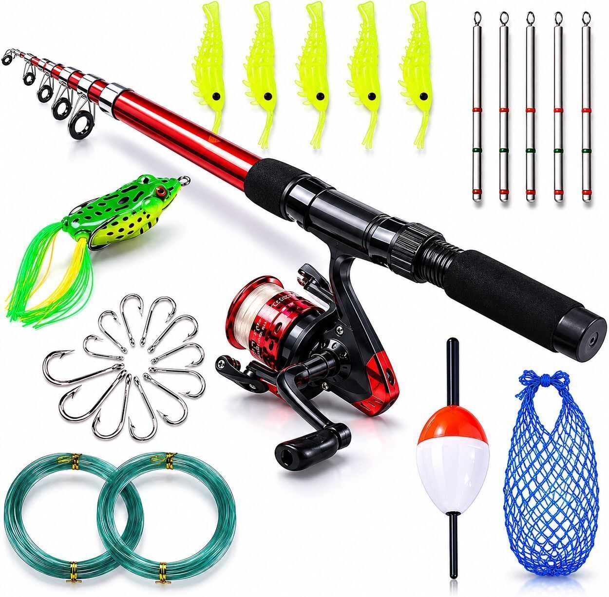Adventure Fishing Combo 210 7 Ft (210cm) Telescopic Fishing Combo Kit Black, Maroon Fishing Rod-image-45