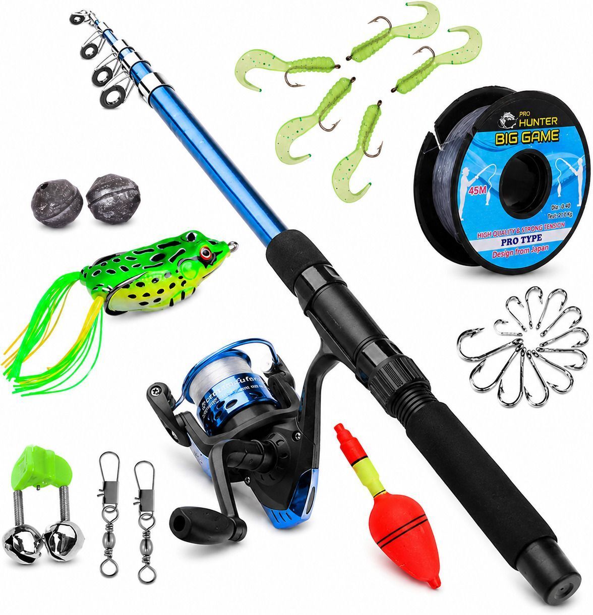 Complete Fishing Kit 240 CM Telescopic Fishing Rod & Reel Combo Kit with 10 Accessories Multicolor Fishing Rod-image-41