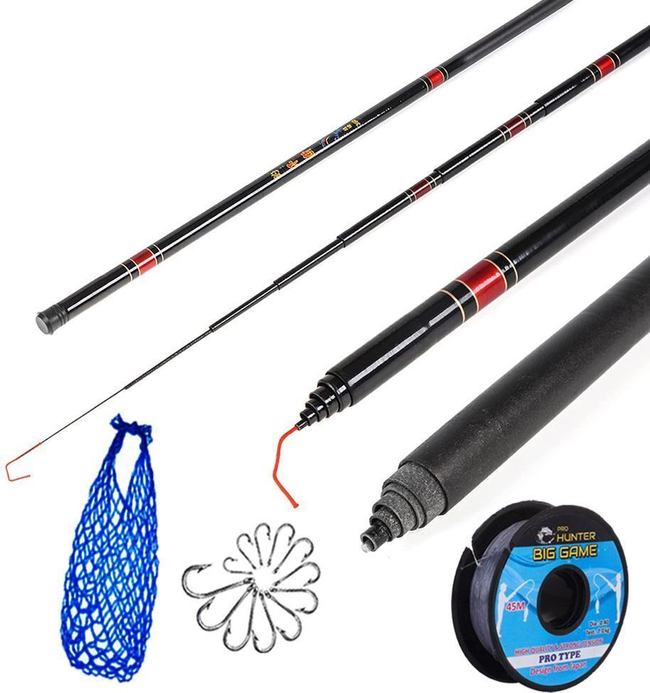12ft - Fishing Pole Rod 360 cm with Net, Hook, Line Multicolor Fishing Rod-image-11