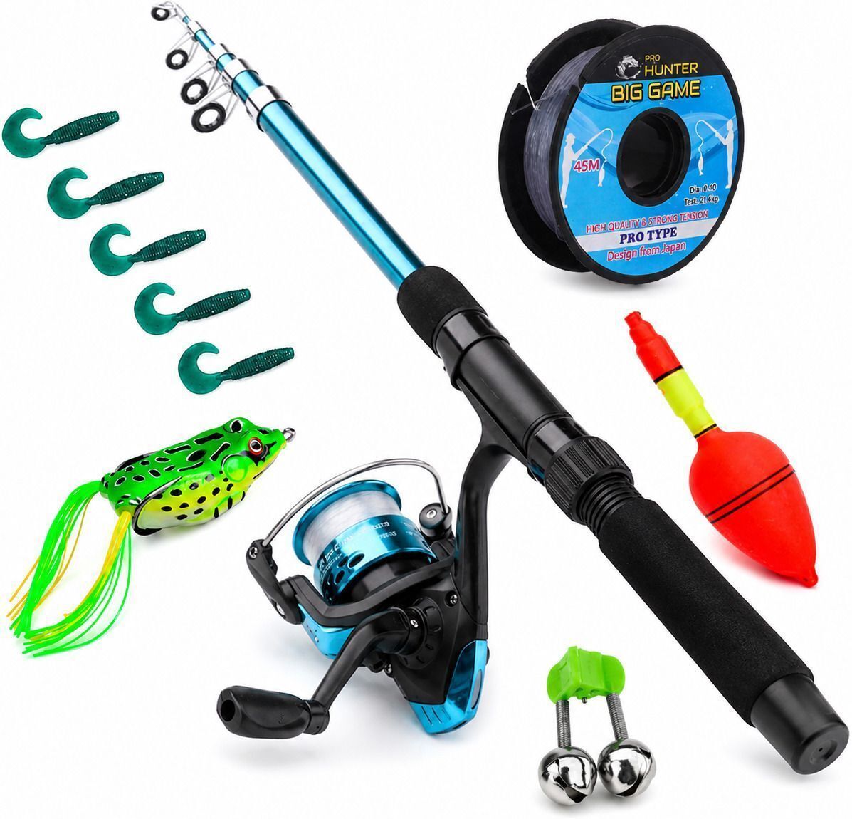 Complete Fishing Starter Kit 240 CM (7.9 FT) Telescopic Fishing Rod & Reel Combo Kit Multicolor Fishing Rod-image-41