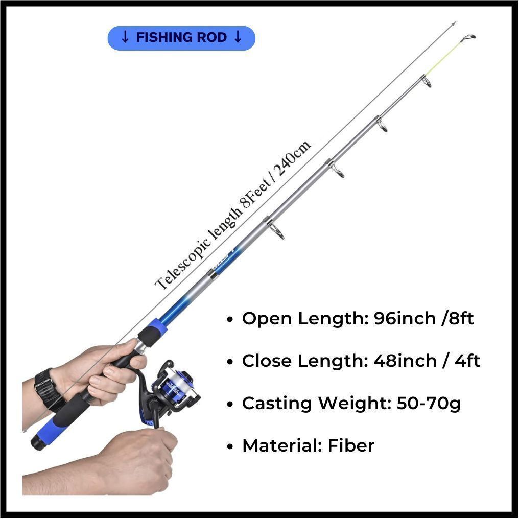 Prime Catch Pursuit: 8ft Fishing Rod and Reel Combo Unleash Precision Every Casts Multicolor Fishing Rod-image-48