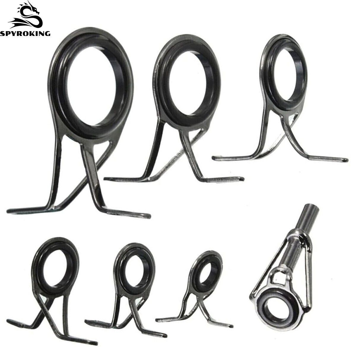 spyroking Fishing Solid Rod Guide Tip Top Ring Repair (7 PCs) RRRSTLMIX-SKA91 Multicolor Fishing Rod-picture-13