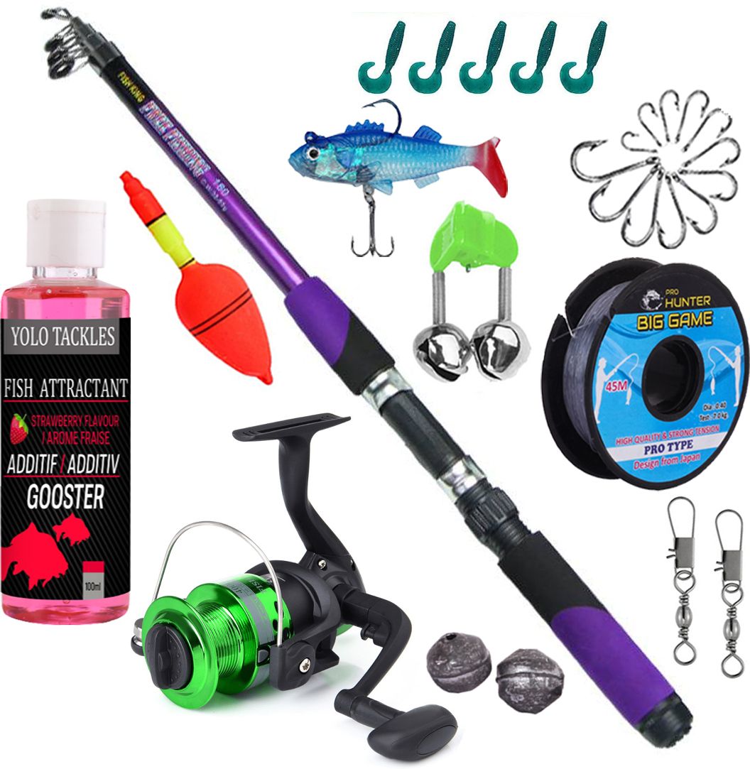 7 feet / 210cm Fishing rod and reel set with fish attractant bait Multicolor Fishing Rod-image-35