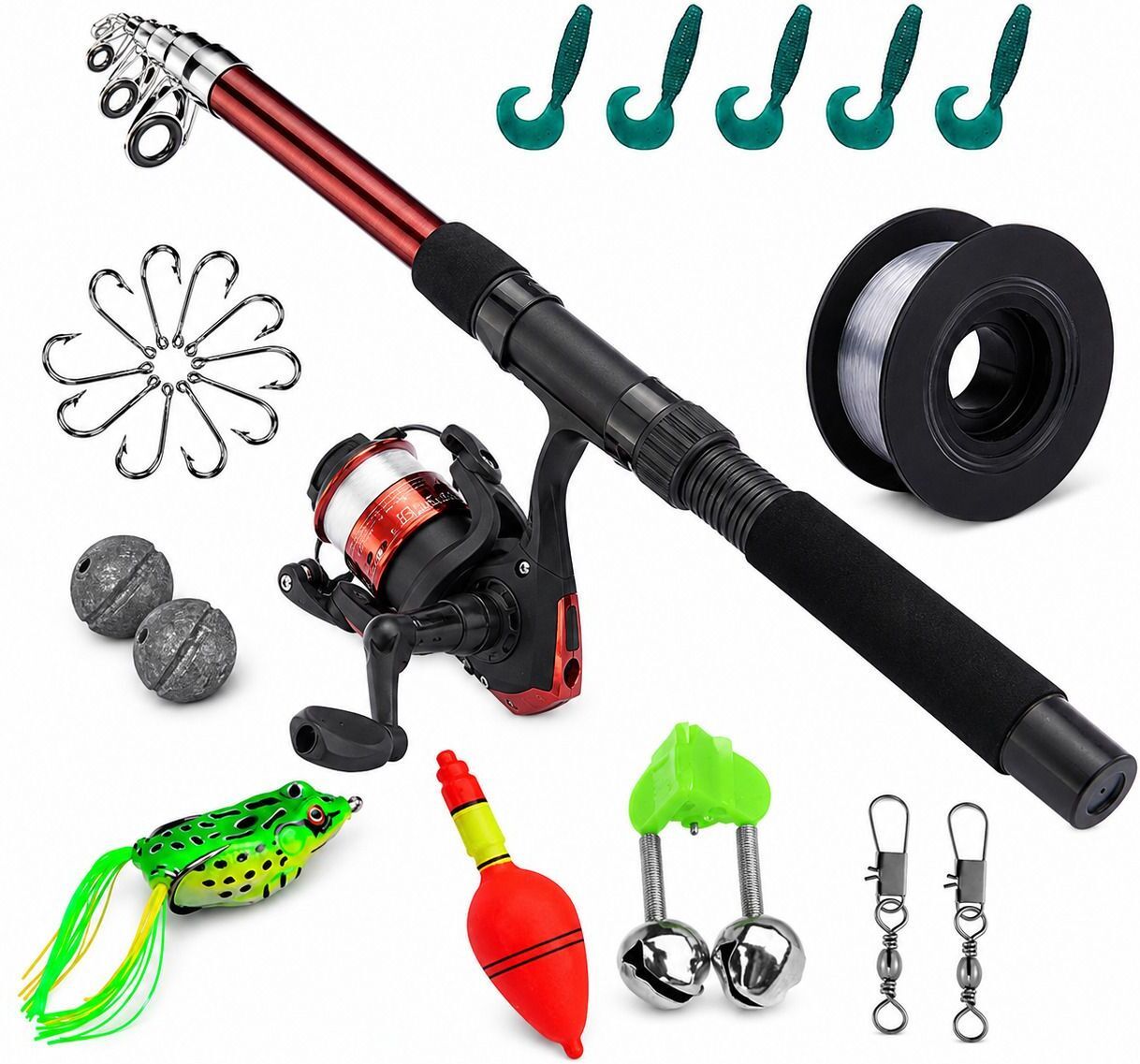 Portable Freshwater Fishing Combo Set for Lake, River, Pond & Shore Fishing 210 CM (6.9 FT) Telescopic Fishing Rod Kit with Spinning Reel & Accessories Multicolor Fishing Rod-image-7