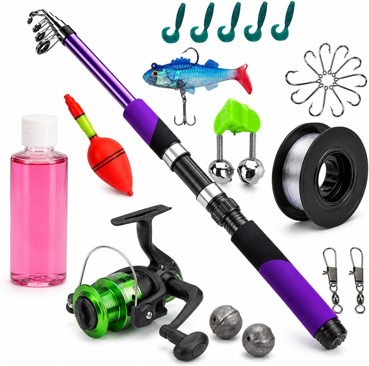 Portable Freshwater Fishing Combo Set for Lake, River, Pond & Stream Fishing 240 CM Telescopic Fishing Rod Kit with Reel & Complete Accessories Multicolor Fishing Rod-image-5