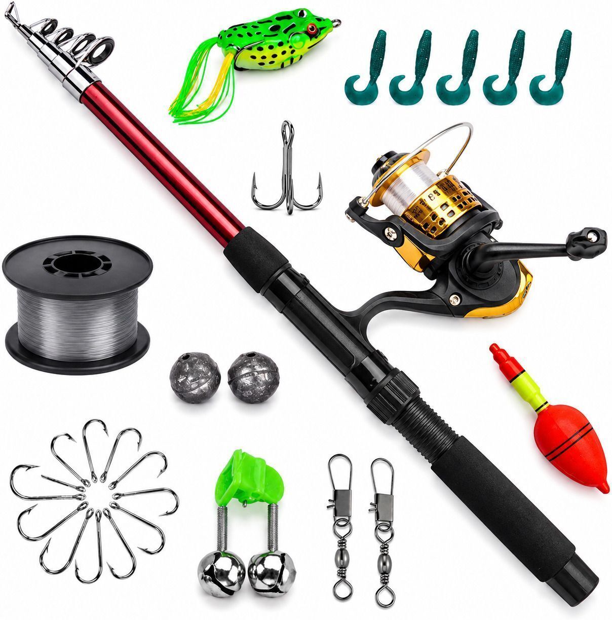 belvora Portable Freshwater Fishing Combo Set 210 CM (6.9 FT) Telescopic Fishing Rod Kit Accessories Multicolor Fishing Rod-picture-42
