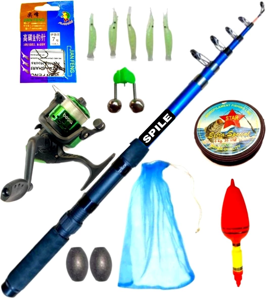 Complete Fishing Rod Combo Set with Spinning Reel, Hooks, Line, Floats & Accessories | Beginner to Pro Fishing Kit Blue Fishing Rod-image-20