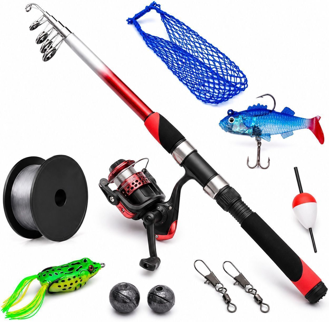 Fishing Accessories Set 240CM (8FT) Telescopic Fishing Combo Kit Multicolor Fishing Rod-image-2