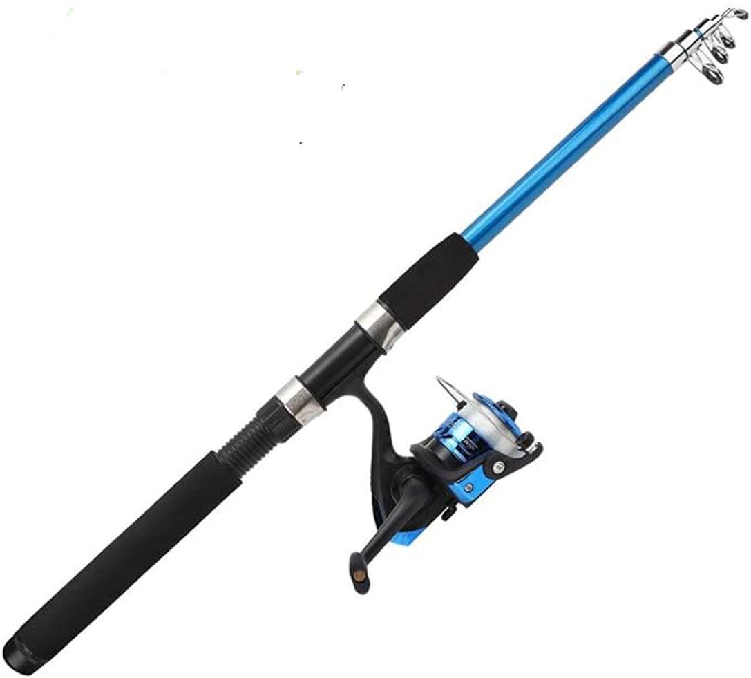 Set with Smooth Spinning Reel, EVA Grip Handle & Portable Travel Design Telescopic Fishing Rod & Reel Combo Multicolor Fishing Rod-image-24