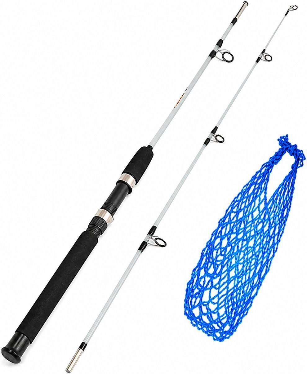 Durable Freshwater Fishing Rod Kit with EVA Handle (White & Black) 150 CM Solid Fishing Rod with Fishing Multicolor Fishing Rod-image-46