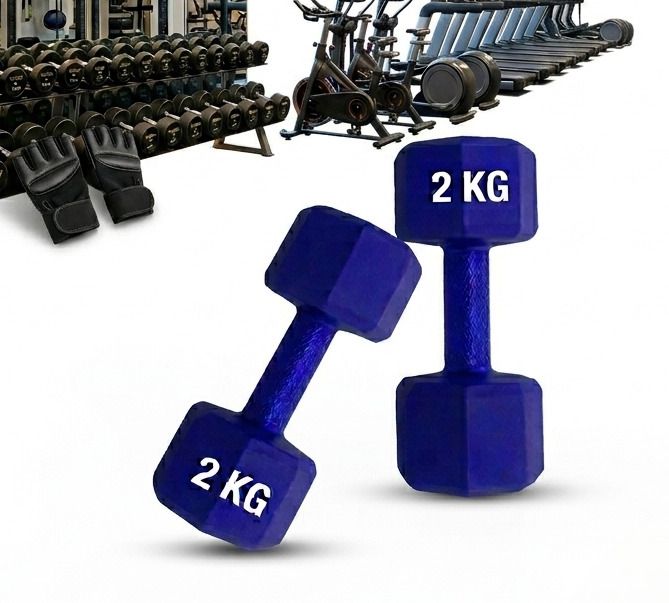 2kg Color Hexa Dumbbell (2KG*2PC'S=4KG) Fitness Band-image-36