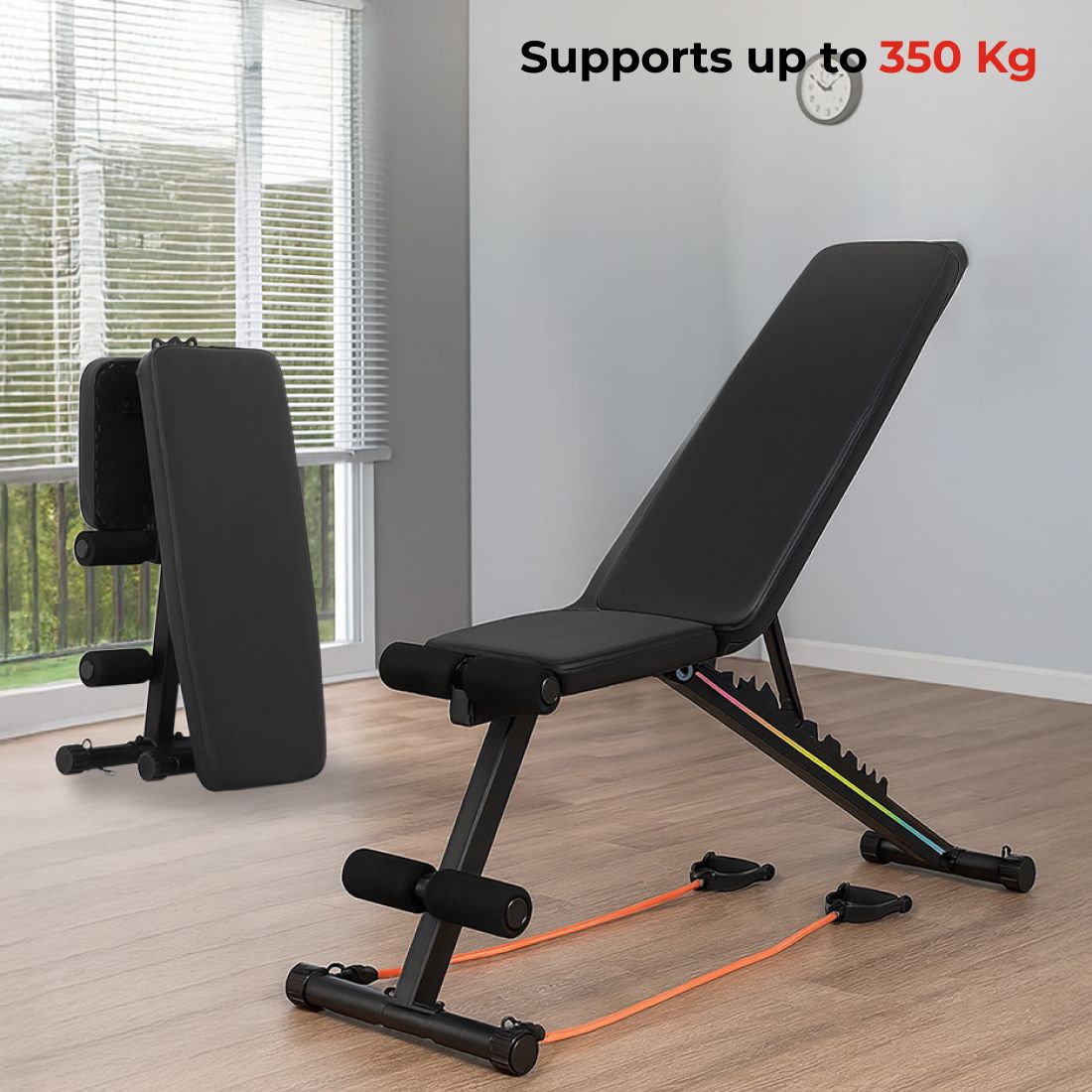 Strivo Foldable Adjustable Bench | 350Kg Max Weight | 8-Level Adjustable HomeUse Multipurpose Fitness Bench-image-42