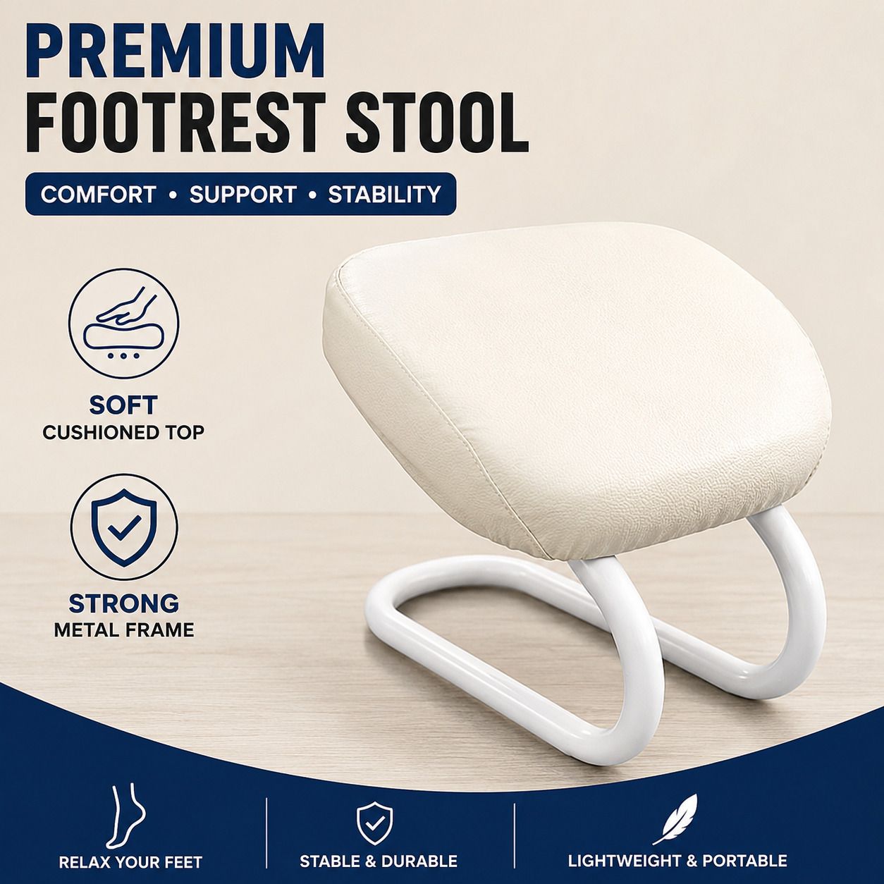Footrest Stool With Soft Pu Cushion & Metal Frame for Yoga, Prayer & Namaz Multipurpose Fitness Bench-image-13