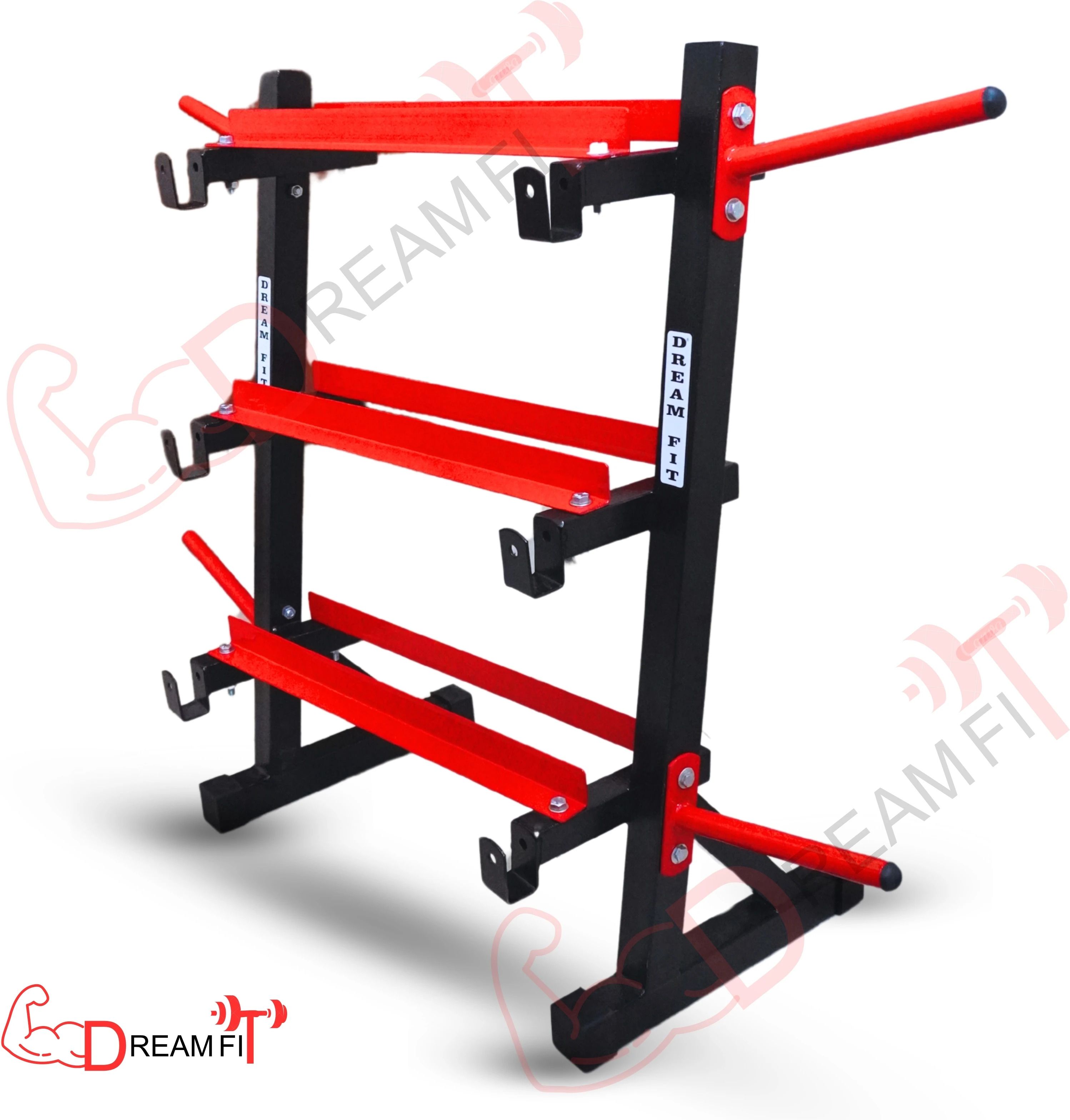 3in1 Storage Rack: 3-tier rack for weights, barbells and dumbbells for home gym Multipurpose Fitness Bench