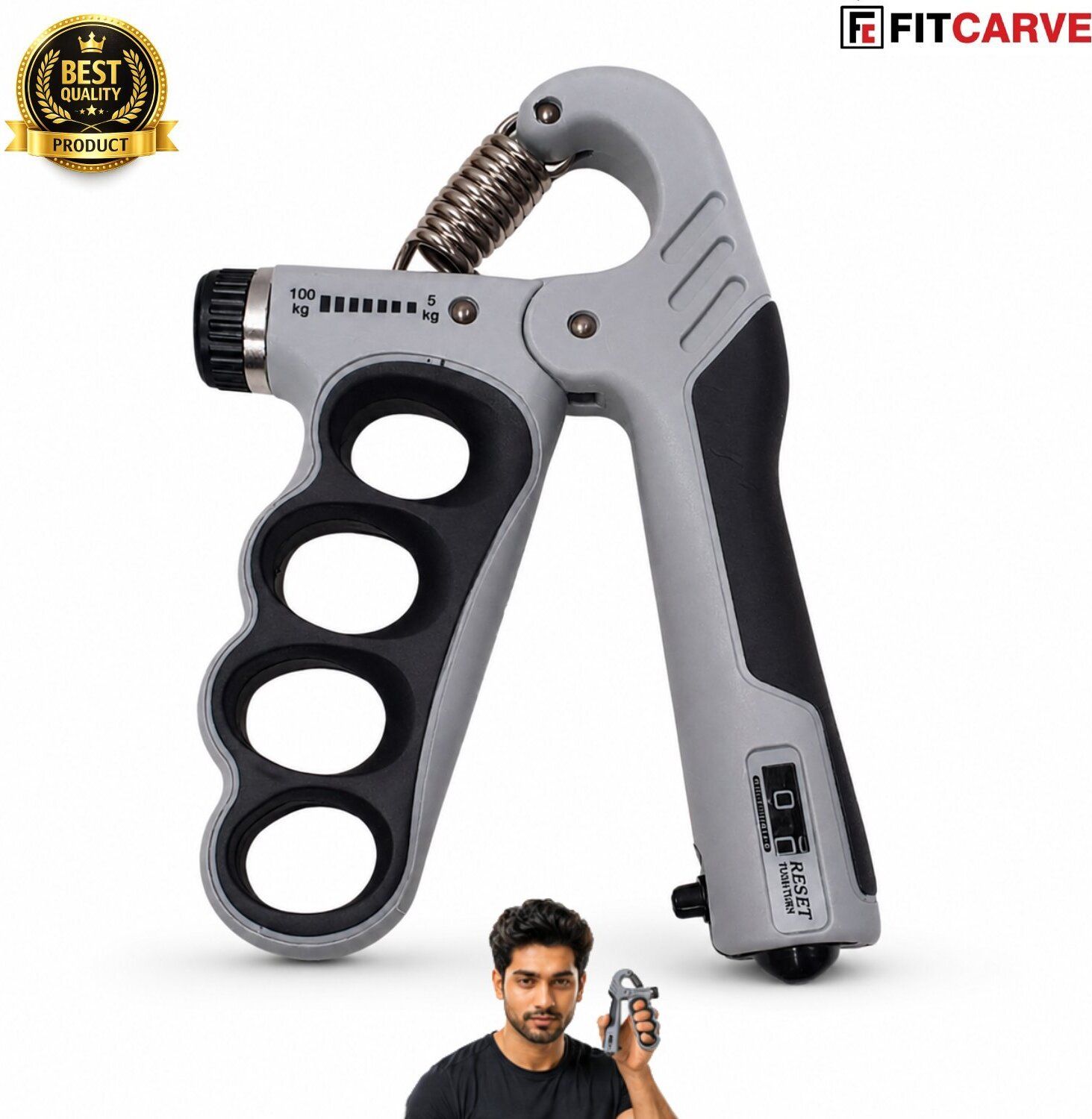 adjustable grip trainer with counter 5kg-100kg hand gripper grey hand grip/fitness grip