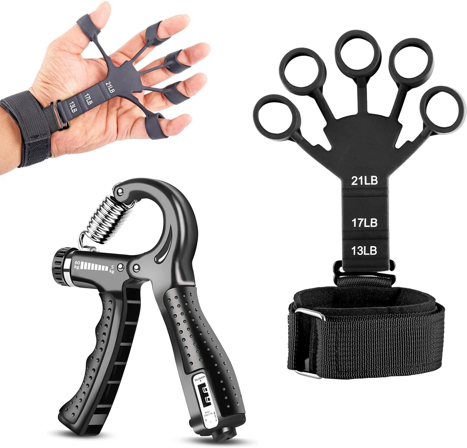 Counter Hand Gripper & Finger Gripper Set – Forearm, Wrist & Finger Exerciser Hand Grip/Fitness Grip