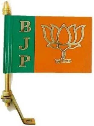 Sanchit BJP Car Flag BJP printed lotus with Rod Rectangle Car bonnet Flag Rectangle Car Window Flag-image-22