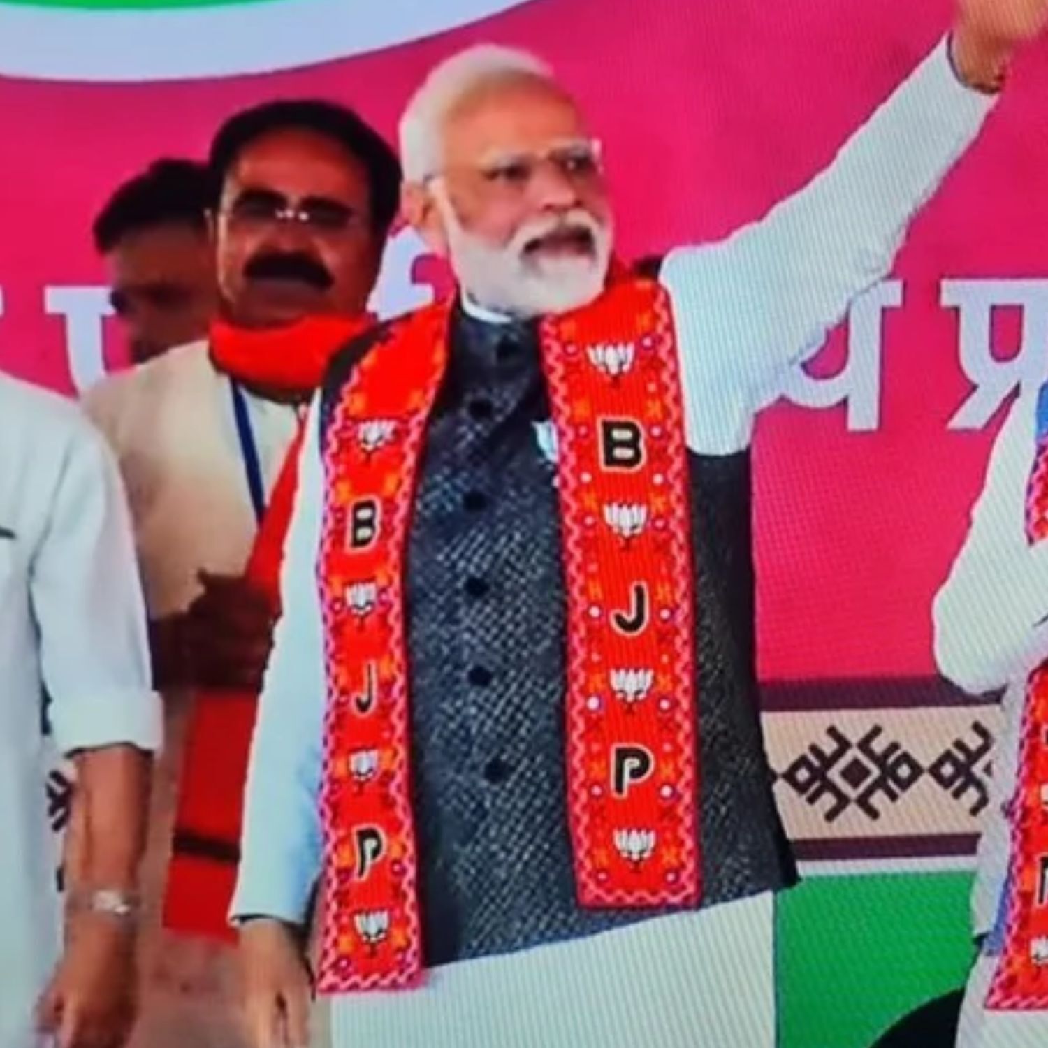 EMBROIDERED BJP PATAKA, BJP Scarf, BJP Scarf For Mens Women Luxury A-Foldable Body Flag-image-1
