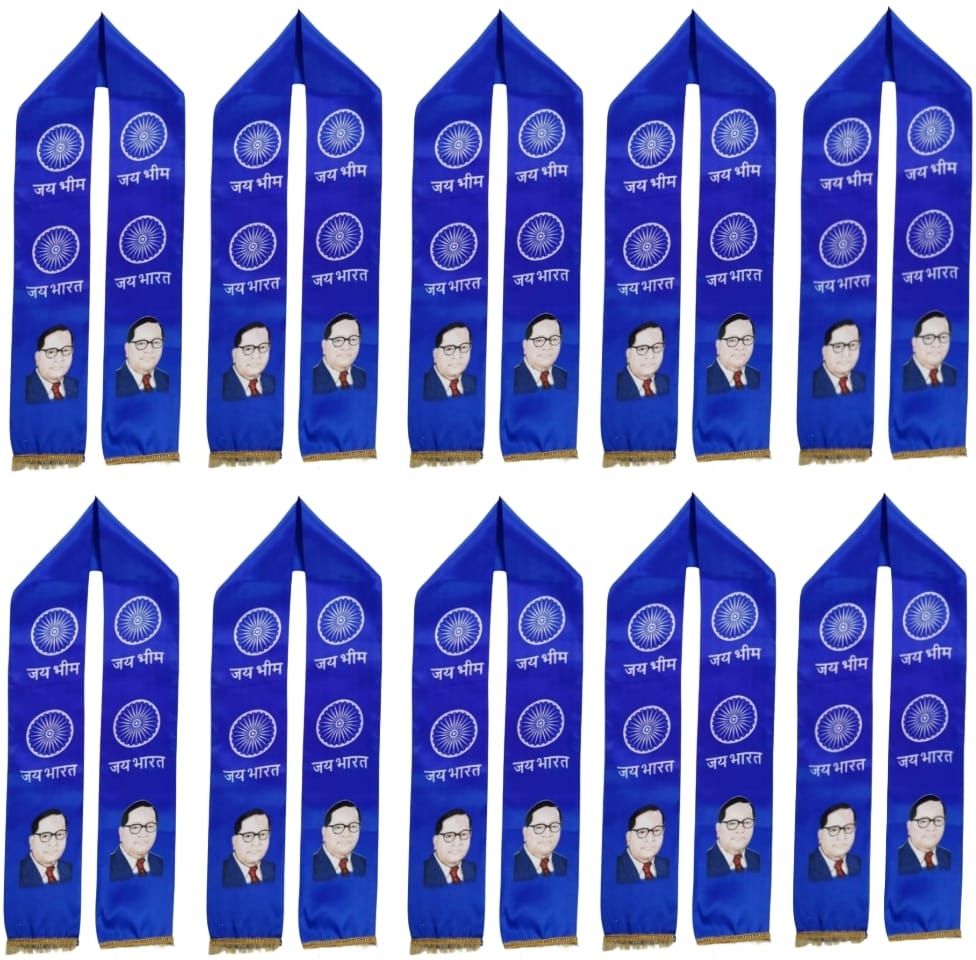 Baba Saheb Jai Bhim Blue Dupatta / Patka Rectangle Body Flag-image-25