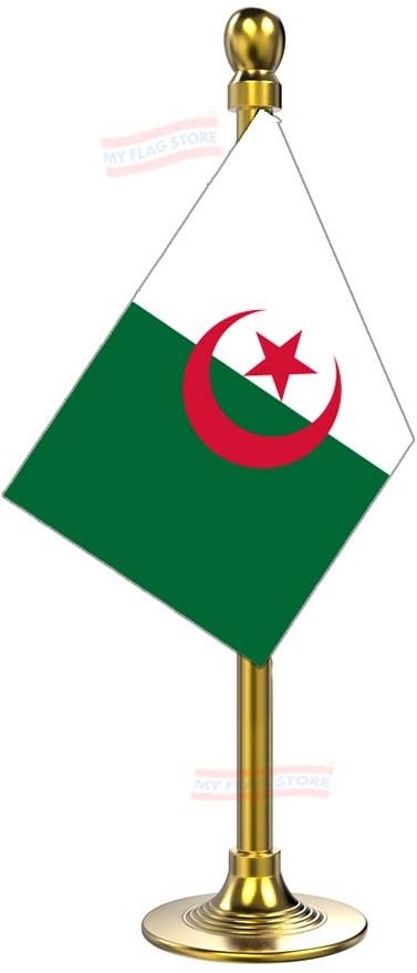 Algeria Flag Stand for Car Dashboard-Single Gold Plastic Rectangle Car Dashboard Flag-image-10