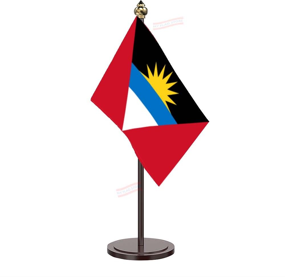 Antigua & Barbuda Table Desk Miniature Flag With Black Acrylic Base and Pipe Rectangle Table Miniature Flag-image-13