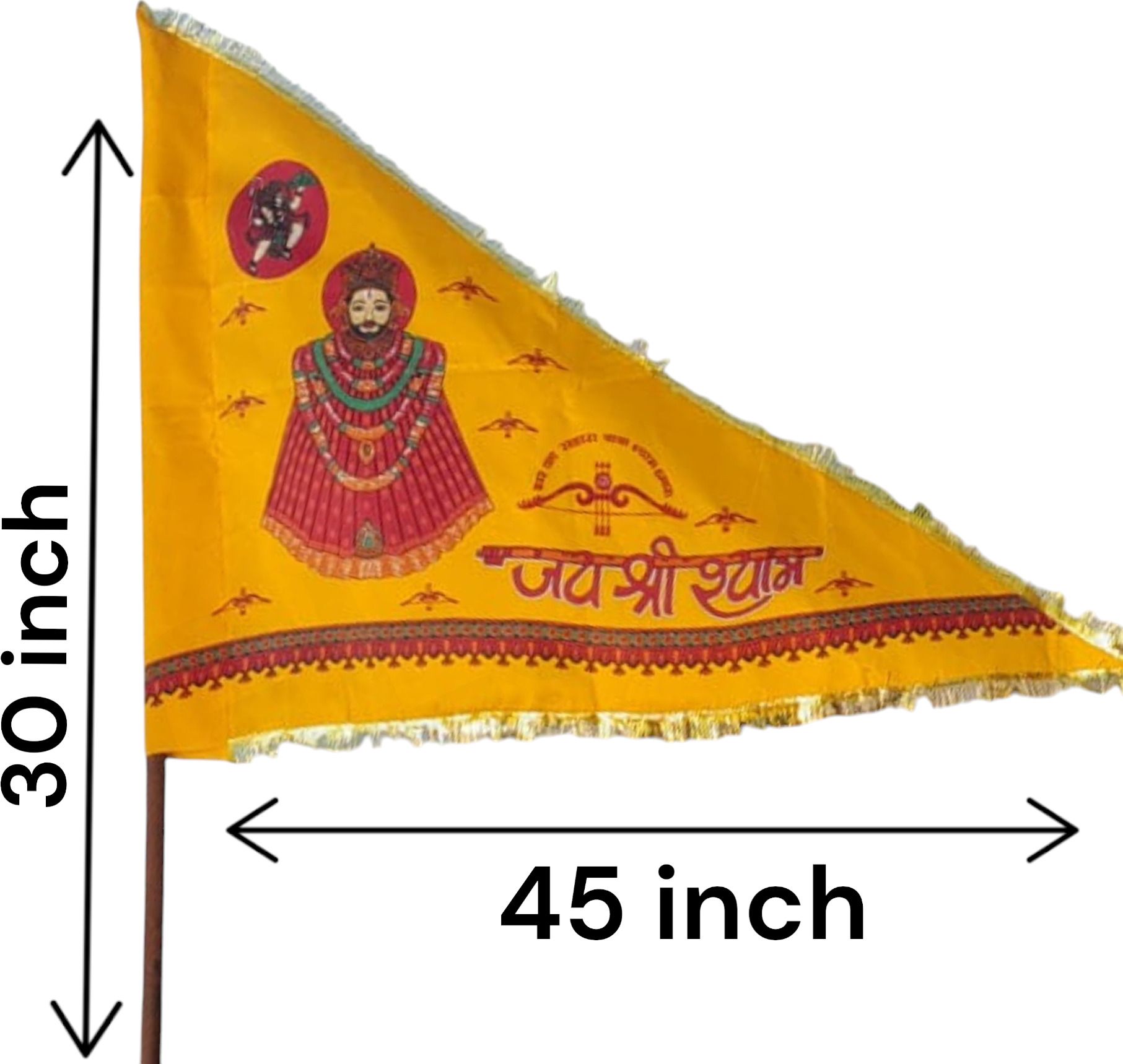 Khatu Shyam Ji Flag Nisan 30x45" | Triangle Hand Khatu Shyam Jhande A-Foldable Outdoor Flag-image-19