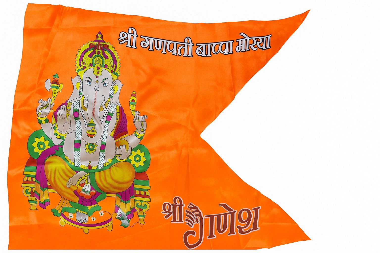 Premium Lord Ganesha Flag Shri Ganpati Bappa Morya Religious Flag Pack of 1 A-Foldable Outdoor Flag-image-27