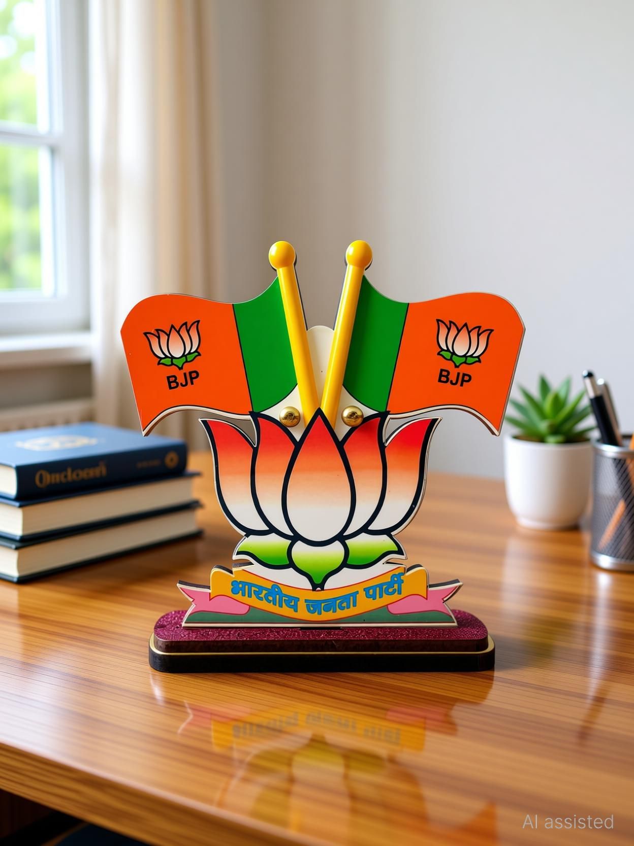 BJP indian flag Double Sided Wind Car Dashboard Flag-image-21