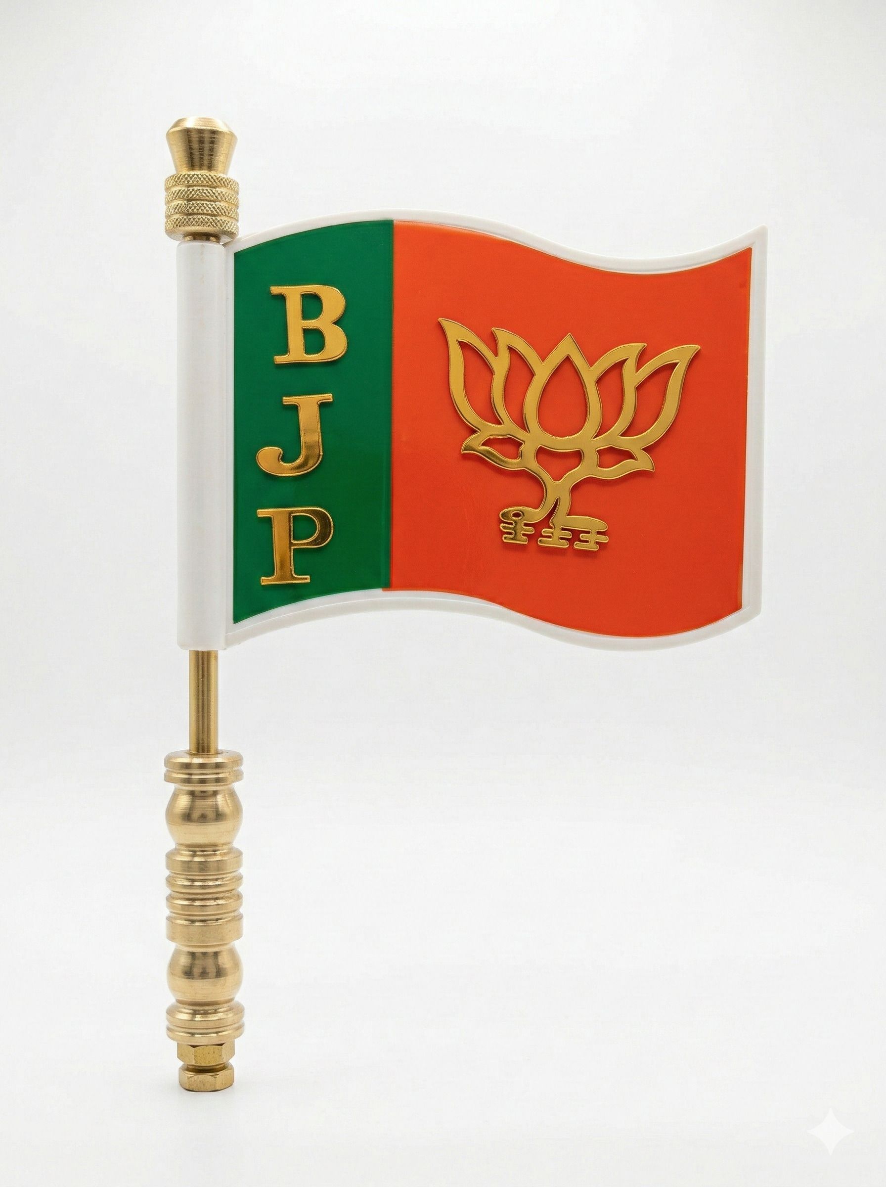 1Rod|1 bjp flag| 2pcs clamp Double Sided Wind Vacuum Car Flag-image-19