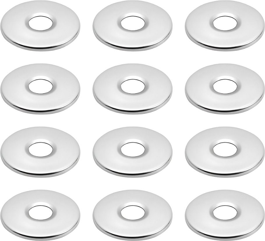 Chrome-Plated Round Wall Flange for Kitchen & Bathroom Taps - 12Pcs Set Plate Flange