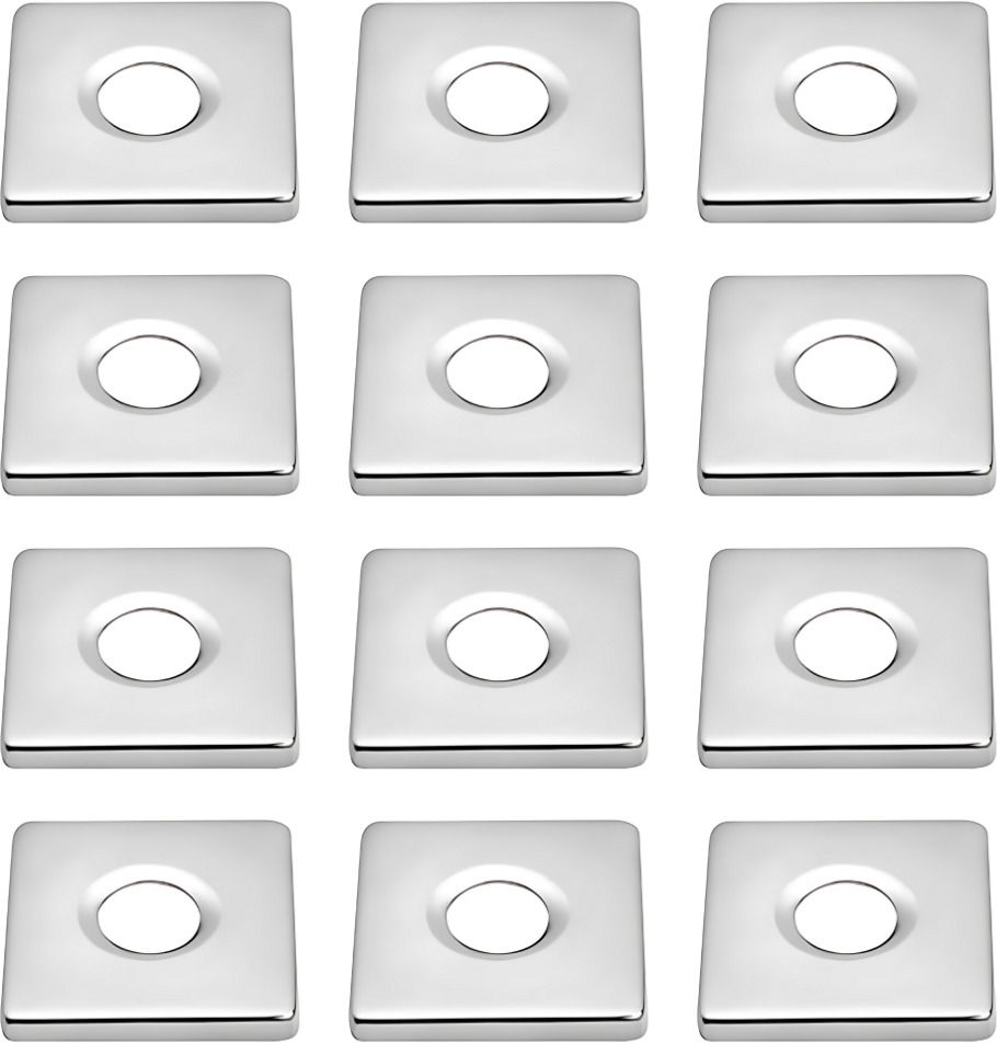 Chrome-Plated Square Wall Flange for Kitchen & Bathroom Taps - 12Pcs Set Plate Flange