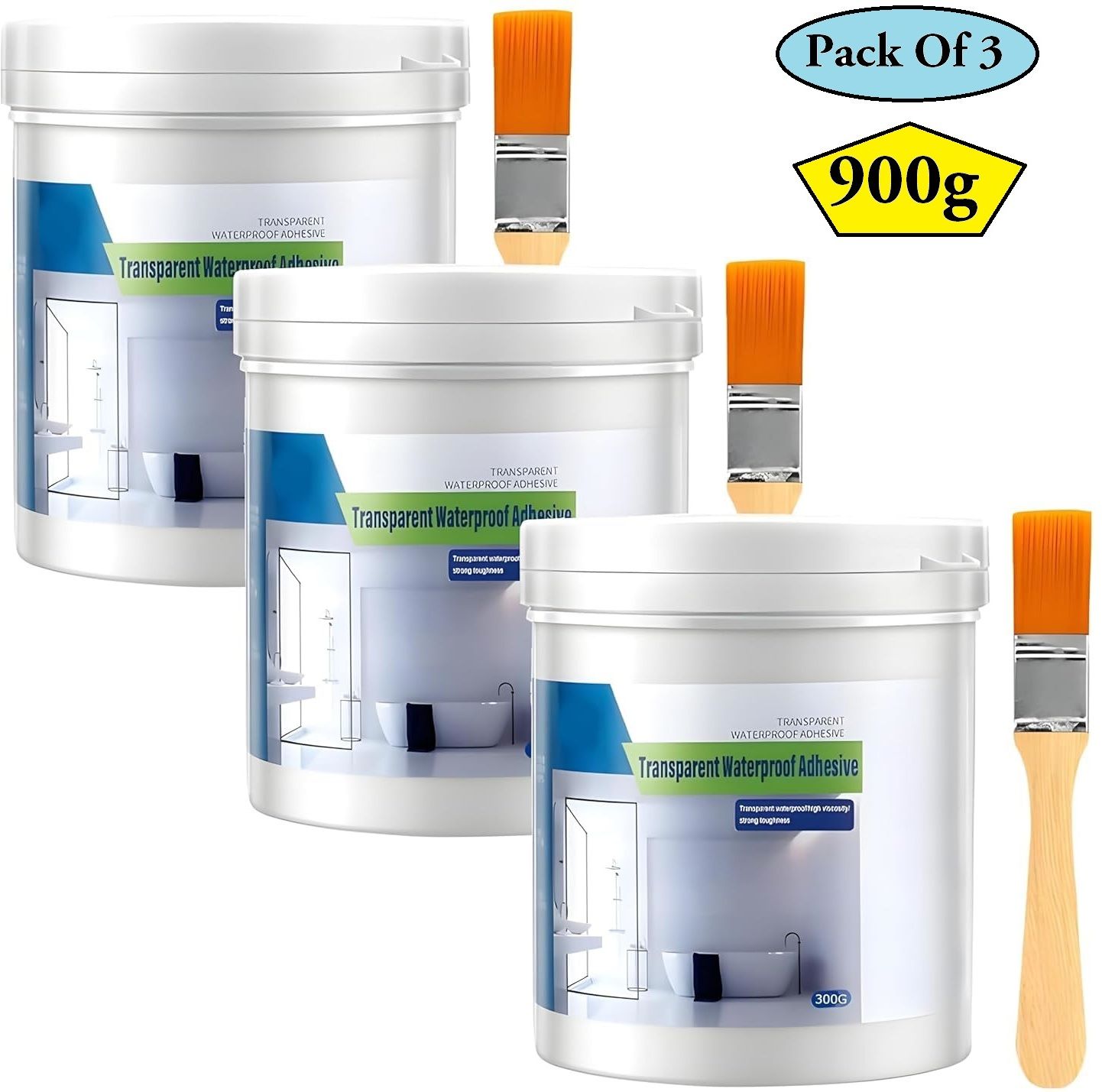 Transparent Waterproof Repairing Leakage Protection Glue (900GM PACK OF 3) Flat Flange