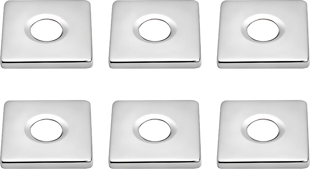 Chrome-Plated Square Wall Flange for Kitchen & Bathroom Taps - 6Pcs Set Plate Flange