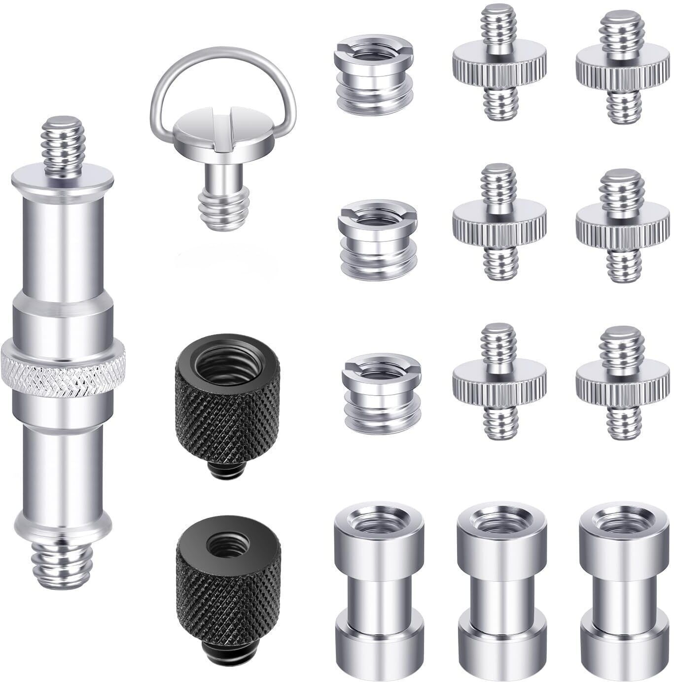 MILLETS Camera Screw Kit, 16 Pieces Tripod Screw Adapter Converter Spigot Screw Mount Flash Shoe Adapter-image-21