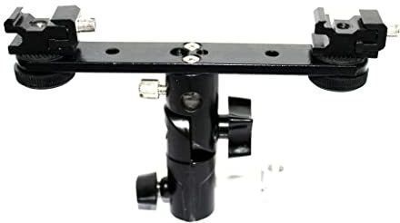 MILLETS E Type Adjustable Double Flash Bracket Dual Hot Shoe Speedlight Umbrella Holder Flash Shoe Adapter-image-43