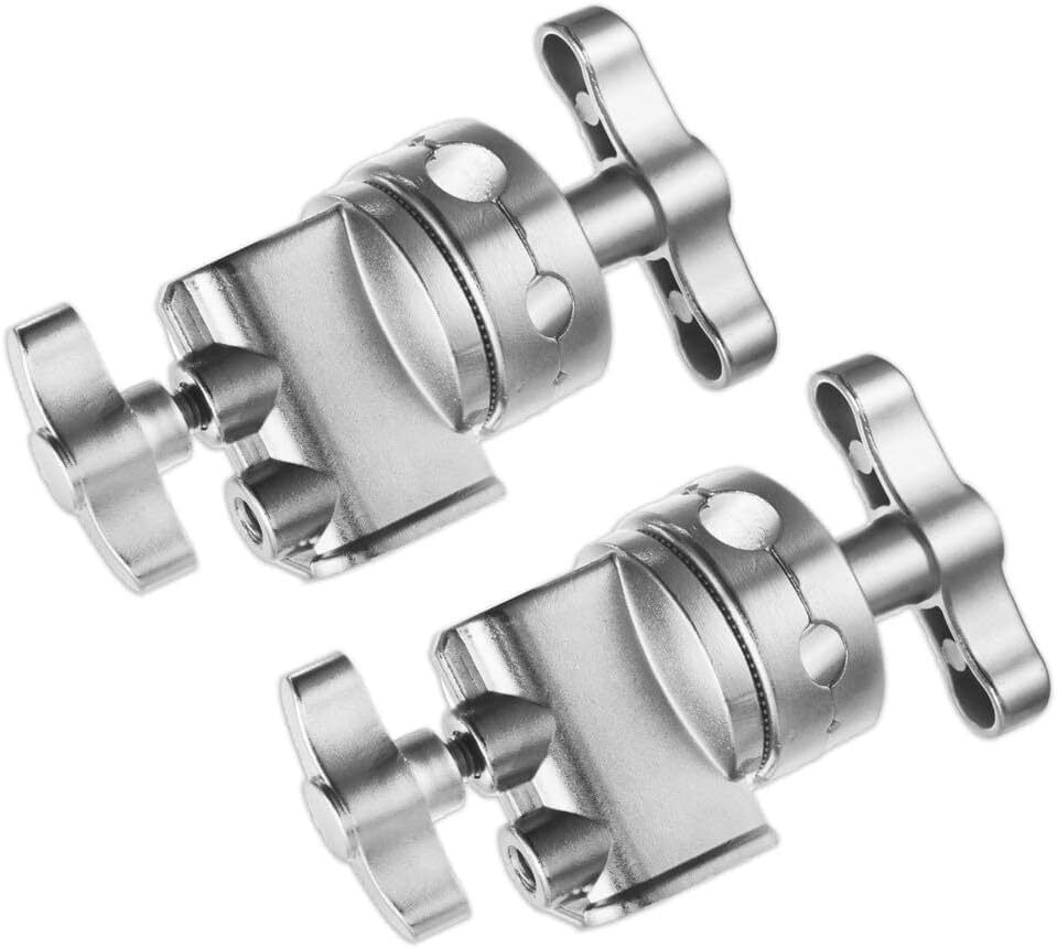 MILLETS 2 Piece Swivel 2.5" Light Stand Adapter, Versatile Heavy Duty Head Clamp Mount Flash Shoe Adapter