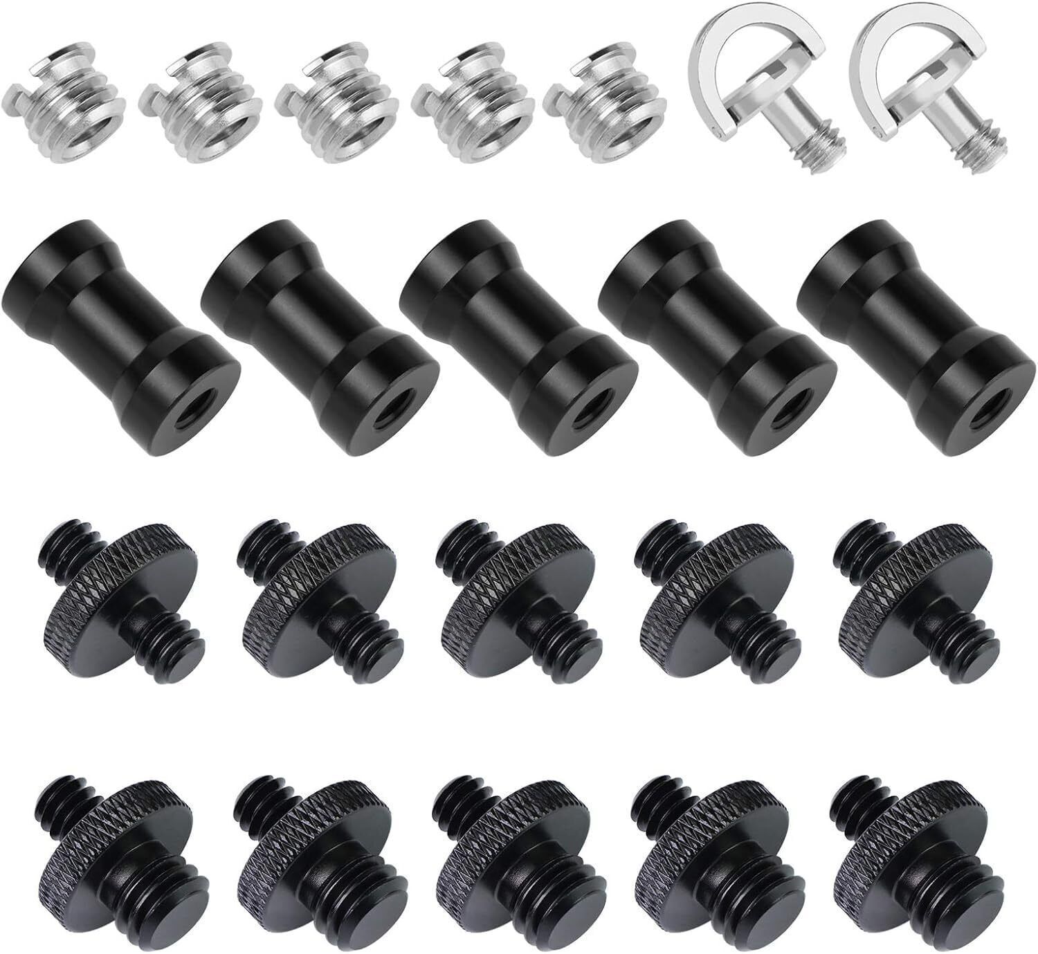 MILLETS 22p Camera Screw Adapter, 1/4 to 1/4 and 1/4 to 3/8 with D-Ring Tripod Mount Flash Shoe Adapter-image-24