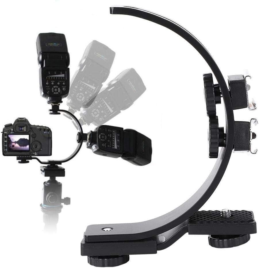 MILLETS Adjustable Camera Flash Bracket with Dual Hot Shoe Mount, Flash Shoe Adapter-image-23