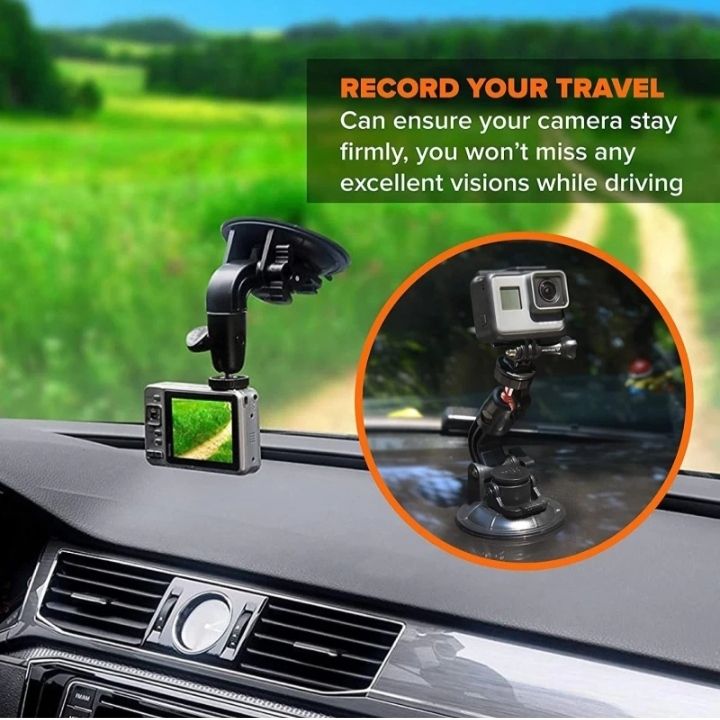 TECHGEAR Car Windshield Window Mount Suction Cup Sucker Stand Holder For Gopro Flash Shoe Adapter