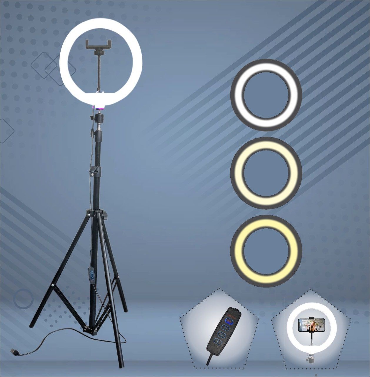 SHINEON 10 “Selfie Ring light with 7 ft tripod stand Kit for Instagram Reels & Shooting Flash-image-43