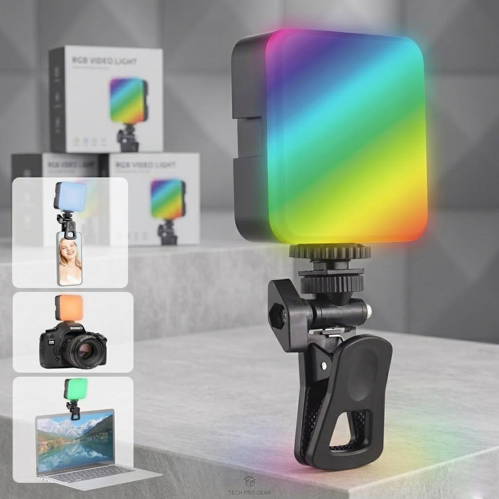 Techobucks Branded Selfie Light with 4Hrs Runtime with 9 Colors & RGB Modes 360° Clip Flash-image-42
