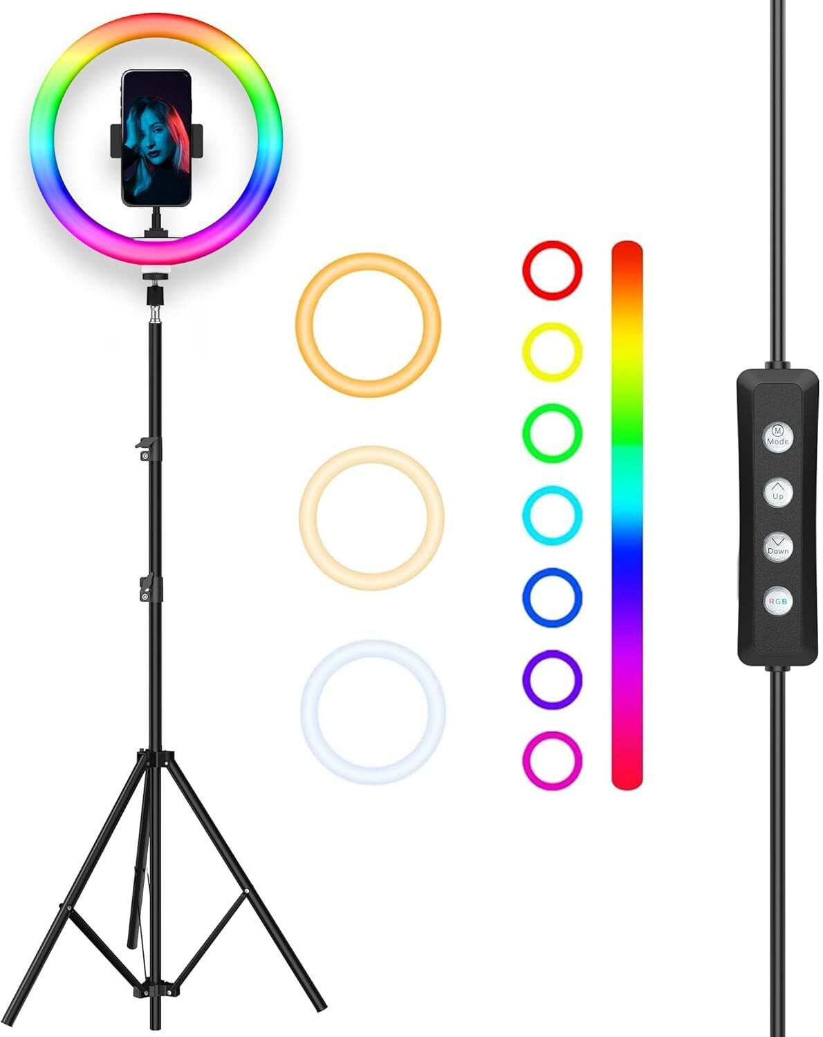 JPY Big RGB LED Ring Light for YouTube, Video Shoot, With 7 Feet Long Foldable Tripod, Tripod Kit-image-30