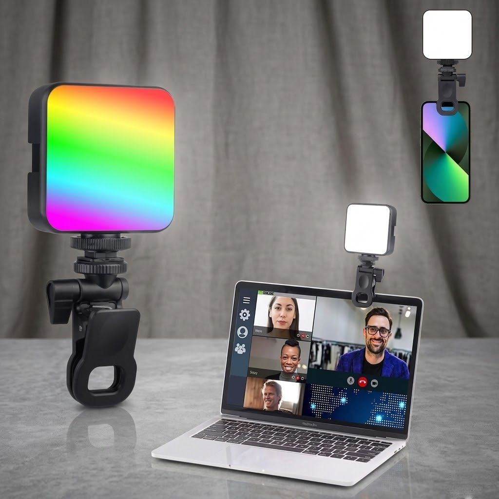 Techobucks Newly Selfie Light Mini Video Light Led & Clip Cold Shoe For Camera Phone Video Flash-image-34