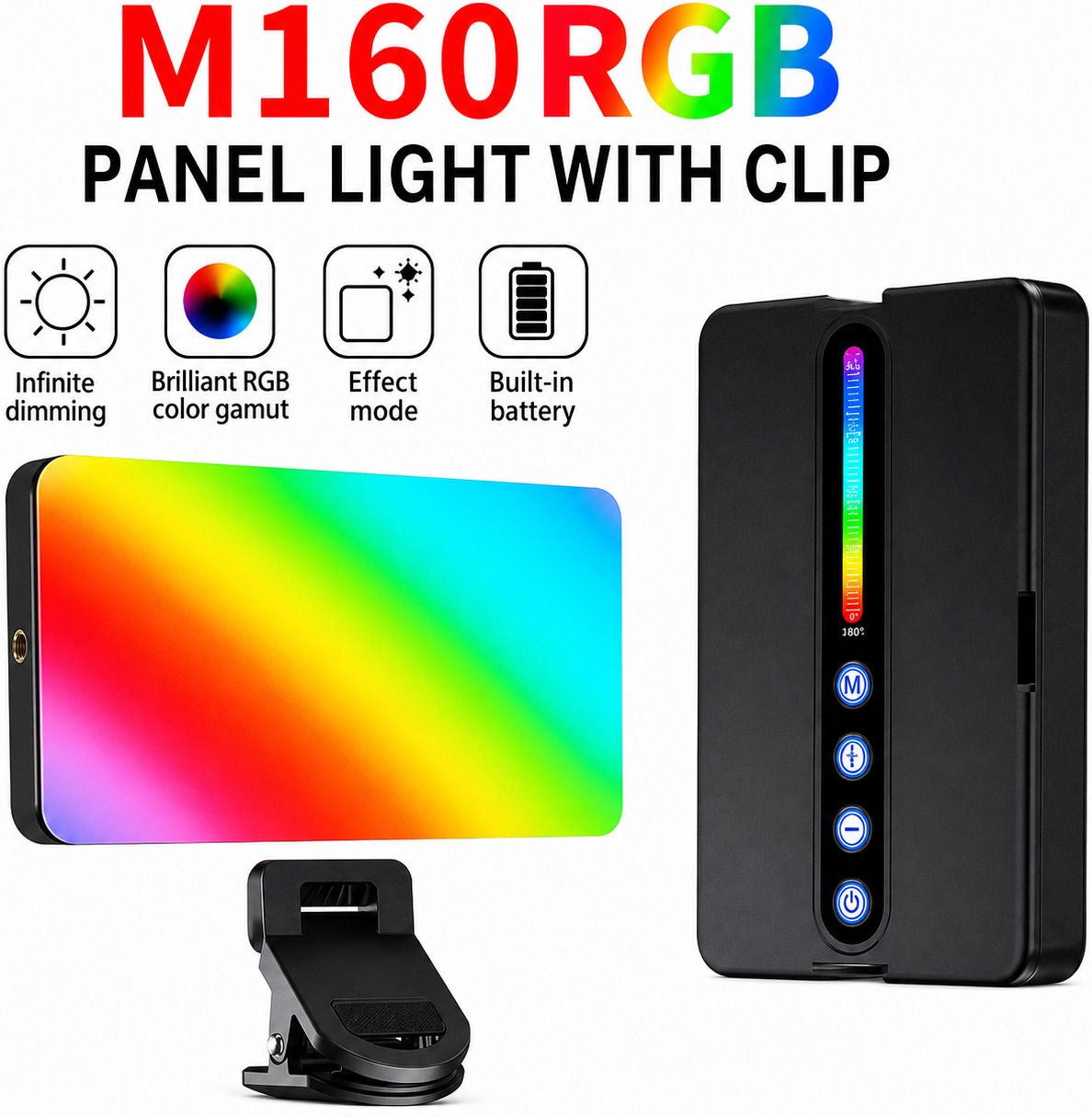 Todayshine Portable RGB Video Light M160RGB LED Camera Light for Photography Vlogging Flash-picture-17