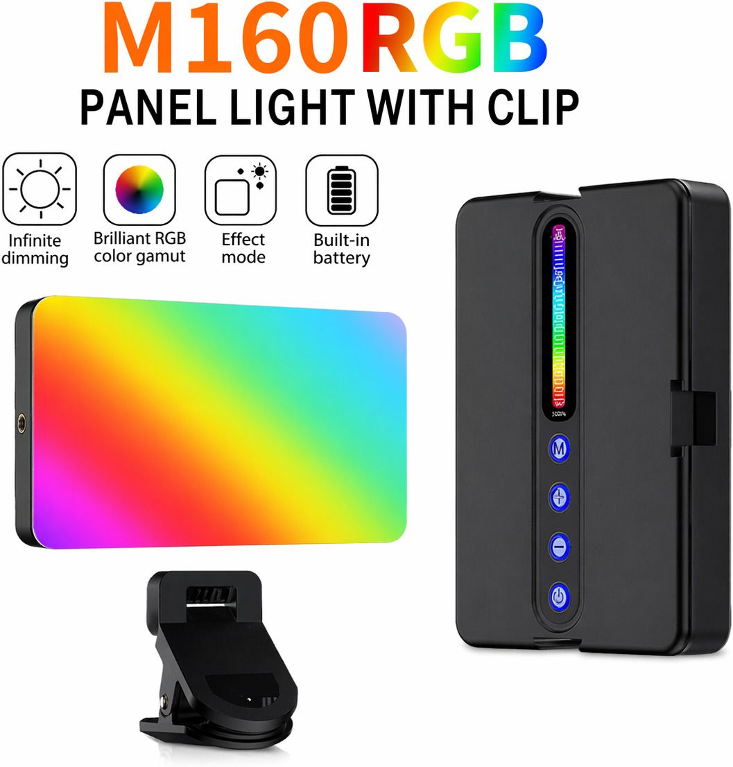 FITRIC M160 RGB Panel Light Clip 360° Color 1800mAh LED Video Light Dimmable Flash-picture-39