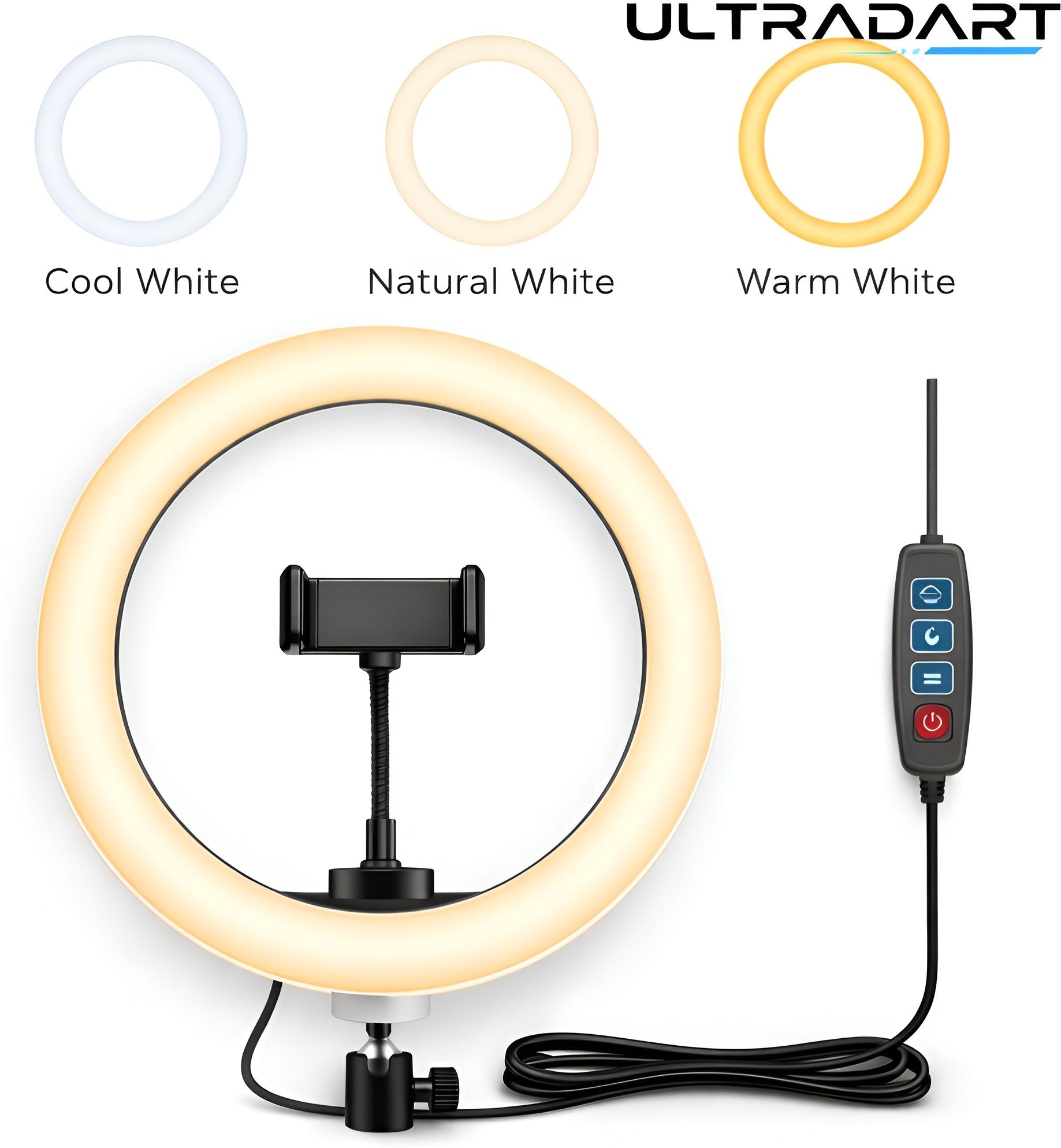 ULTRADART 12 Inch LED Selfie Ring Light with Mobile Holder for Content Creators Ring Flash-image-2