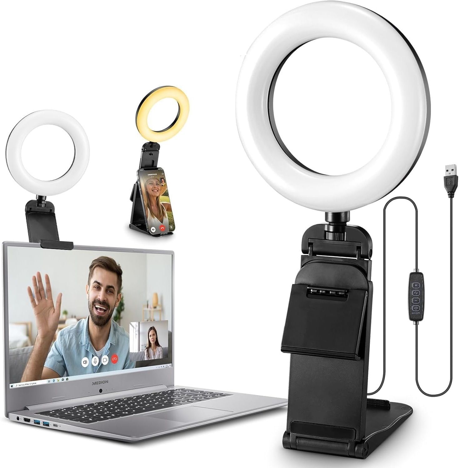 Deoxys Video Conference Lighting Kit, Ring Light for Computer Laptop for Zoom Meetings Ring Flash-image-40