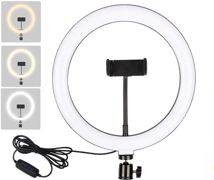 Gentle e kart ® 10" Portable LED Ring Light with 3 Color Modes Dimmable Lighting Ring Flash image 1