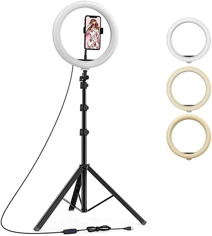 FIXTSON 10 Inches Big LED Ring Light with Long Tripod Stand Combo for Tiktok Instagram Ring Flash-image-6