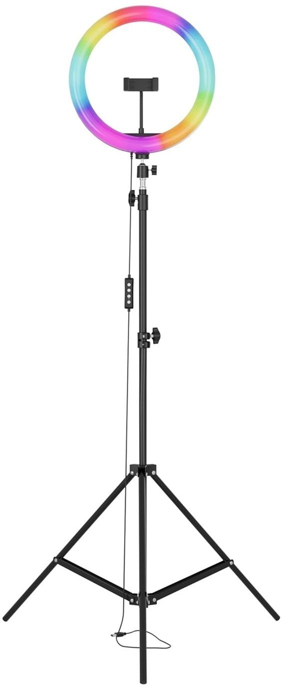 shipsify 10 Inch RGB LED Ring Light with 7 feet Tripod Stand For YouTube Video Ring Flash-image-38